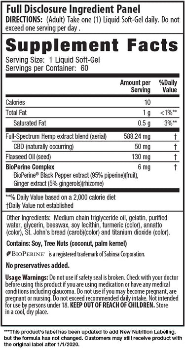 CBD Soft Gels: 50 mg